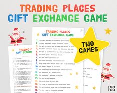 a christmas gift exchange game with santa clause on it and the text, trading places