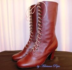 Victorian Boots , High Heel Lace up Boots , Burgundy Leather Ankle boots , Granny Boots , Historical Boots , Stage Boots Leather Lace-up Boots For Cosplay, Steampunk Boots With Round Toe For Cosplay, Brown Leather Boots For Cosplay, Fitted Leather Boots For Cosplay, Leather Cosplay Boots, Burning Man Boots, Dark Red Boots, Boots Victorian, Heeled Lace Up Boots