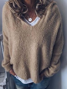 Beige Pullover, Oversize Pullover, Long Sleeve Knit Sweaters, Beige Sweater, Unique Designers, Casual Hoodie, Long Sleeve Knit, Long Sleeve Hoodie, Autumn Winter Fashion