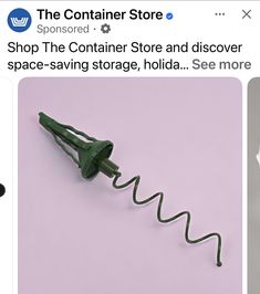 the container store's website page is displayed with an image of a green hose