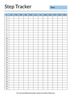 a printable step tracker for the year