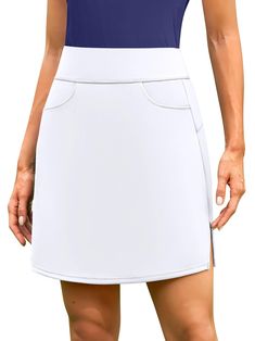 PRICES MAY VARY. KNEE LENGTH DESIGN: 19" knee-length golf skirt is great for sufficient coverage and offers perfect length for leaning over to tee up the golf ball 4 POCKETS: 2 deep pockets on the outside of skirt and 2 hidden pockets on the left inner shorts convenient for storing your essentials like ball and phone during sports BUILT-IN SHORTS: Breathable mesh shorts protect your privacy and increase your range of motion, ensuring you can move freely without worrying about exposure HIGH WAIST Workout Skort, Golf Skort, Athlete Workout, Golf Skirts, Mesh Shorts, Tennis Skirt, Range Of Motion, Workout Clothes, Knee Length