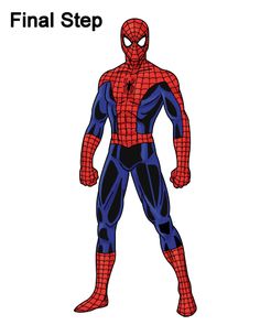 a drawing of spider man with the words final step in it's upper half