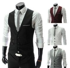 Men's vest fit for casual cosplaying events or an evening out on the town.  Materials: Broadcloth Business V-neck Blazer With Buttons, V-neck Blazer With Buttons For Business, Business Vest With Pockets And V-neck, Single-breasted V-neck Vest For Fall, Business V-neck Single Button Outerwear, Fitted V-neck Outerwear With Single Button, Semi-formal V-neck Outerwear For Fall, Business Casual V-neck Outerwear With Buttons, V-neck Business Casual Outerwear With Buttons