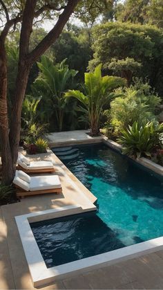 Plung Pools, Bloxburg Pool Ideas, Simple Backyard Pool Designs, Aesthetic Pools, Small Inground Pool Ideas, Nature Pool, Small Pools Backyard, Swimming Ponds