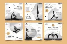 yoga flyer templates with woman doing yoga poses