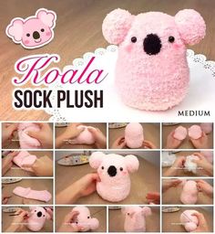 the instructions for how to make a koala sock plush toy