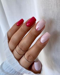 Unghie Sfumate, Milky Nails, Nagel Tips, Nail Designs Valentines, Cute Gel Nails, Red Nail, Long Red, Fancy Nails, Chic Nails