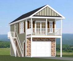 this is an artist's rendering of a two - story garage with lofts