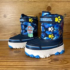 Brand New New Paw Patrol Toddler Boys Snow Blue Boots Size 7 Blue Synthetic Boots With Round Toe, Blue Insulated Winter Boots, Blue High-top Winter Boots, Navy Round Toe Boots For Winter, Blue Insulated Boots For Outdoor Activities, Insulated Blue Boots For Outdoor Activities, Blue High-top Boots For Outdoor Activities, Casual Insulated Blue Boots, Blue Non-slip Boots For Outdoor