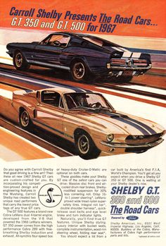 an old car ad with two muscle cars