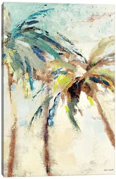 an abstract painting with palm trees on it and the sale tag is for this item