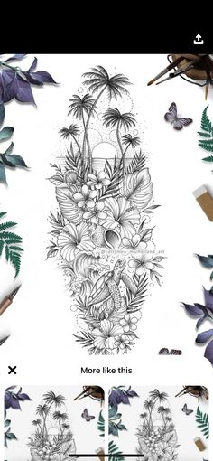 an image of some flowers and plants on a white background with the words more like this