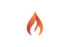 an orange flame logo on a white background