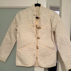 Doen Parker Jacket. Never Worn W/ Tags. Pristine Condition. Classic Cream Outerwear For Daywear, White Quilted Jacket For Spring Workwear, White Long Sleeve Quilted Jacket For Work, Fitted Beige Outerwear For Daywear, Cream Cotton Outerwear For Daywear, White Outerwear With Button Closure For Daywear, Beige Buttoned Outerwear For Daywear, Classic Long Sleeve Quilted Jacket For Spring, Spring Long Sleeve Classic Quilted Jacket