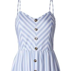 This Pretty Stripped Sun Dress Goes Perfect With Sandals For Beach Or Heels For Party Material: 85% Polyester+15% Cotton. This Women's Dress Is Made Of High Quality Material Which Is Wrinkle Free And Flowy! Note: The Buttons Are Not Functional. Casual Cami Sundress For The Beach, Casual Cami Sundress For Vacation, Casual Cami Sundress For Beach Season, Summer Beach Cami Sundress, Summer V-neck Sundress For Picnic, Casual Cami Dresses For Beach Season, Casual Cami Dresses For Vacation, Cami Cotton Sundress For Beach, Cotton Cami Sundress For Beach