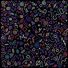 colorful letters and numbers on a black background