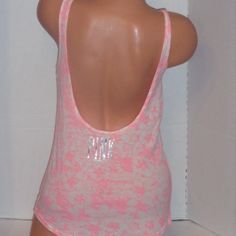 Pink Plunge Back Light-Weight Tank Pink & White Pink In Silver Foil No Trades Silver Foil, Victoria's Secret Pink, Secret Pink, Victoria Secret Pink, Pink White, Pink Ladies, Foil, Victoria's Secret, Womens Tops