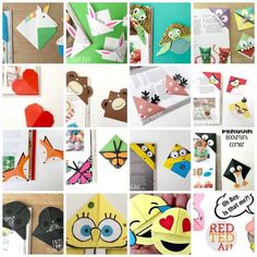 a collage of pictures with different types of paper animals and other things in them