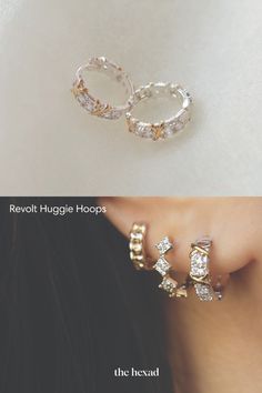 Now there's no reason not to mix your metals. shop this unique gold and silver earrings at thehexad.com REVOLT Huggie Hoops Silver And Gold Earrings