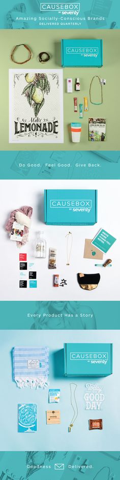 an image of the back side of a blue and green box with various items on it