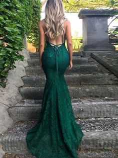 Sexy Spaghetti Straps Trumpet/Mermaid Backless Dark Green Lace Prom Dress/ Formal Dress/ Bridesmaid Dress on Storenvy Prom Dresses Long Lace, Green Prom, Prom Dresses Black, V Neck Prom Dresses, Prom Dresses For Teens, Prom Dresses Modest, Prom Dress Inspiration, Gowns Prom, Backless Prom Dresses