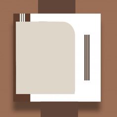 two pieces of white paper with brown stripes on them are folded in squares and placed next to each other