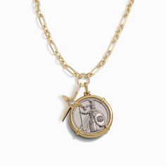 Athena's Dagger Charm Necklace Head Of Medusa, Time Is Now, Athena Goddess, Gold Bond, The Balance, Greek Goddess, Gold Vermeil, Precious Metals, Charm Necklace