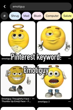 an emoticive text message with the words pinterest keyword emoty