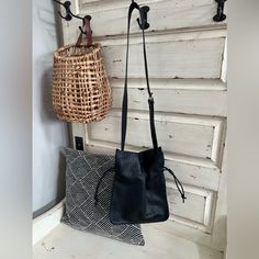 Nwot Bucket Bag With Silver Buckle Strap Black Bucket Bag For Daily Use In Fall, Black Hobo Bag With Removable Pouch For Fall, Black Tote Bucket Bag For Fall, Black Satchel Bucket Bag For Fall, Black Bucket Bag For Fall, Black Pouch Bucket Bag For Everyday Use, Black Everyday Bucket Bag, Versatile Black Bucket Bag For Fall, Casual Everyday Black Bucket Bag