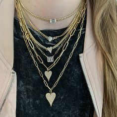 XL Paperclip Necklace – Alev Jewelry Necklace Length Guide, Paperclip Necklace, Bracelet Size Chart, Virtual Fashion, Cuban Chain, Gold Details, Bracelet Sizes, Heart Charm, Diamond White