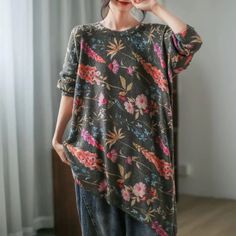 Floral flair in cozy knits Instagram Dress, Bold Floral Print, Comfortable Sweater, Floral Sweater, Irregular Hem, Hippie Dresses, Women's Sweater, Day Of The Week, Plus Size Kleidung