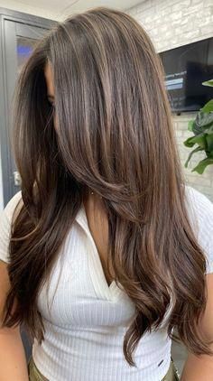 Rambut Brunette, Brunette Ombre, Brown Hair Looks, Brown Hair Inspo, Brunette Hair With Highlights, Brunette Balayage, Haircut Inspo, Hairstyles For Layered Hair, Brown Hair Balayage