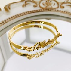 Personalized Name Bangle, Custom Bangle, Kids Women Name Bangle, Letter Bangle, Nameplate Bangle,Gold Name Bangle, Name Jewelry Gift For Her . . . . . . . . . . . . . . . . . . . . . . . . . . . . . . . . .  * Product Description ♡ :  Elevate your accessory collection with the Personalized Name Bangle, a captivating and versatile piece that showcases your name or initials in a sleek and modern design. Crafted from premium-quality materials, this exceptional bangle features your personalized engr Custom Bangle, Bangle Gold, Women Names, Name Jewelry, Silver Rose Gold, Gold Bangles, Name Plate, Rose Gold Plates, Jewelry Gift