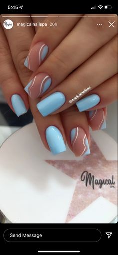 Cruise Nails, Blue Gel Nails, Unghie Sfumate, Blue Acrylic Nails, Smink Inspiration, Casual Nails