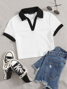 Polo Crop Top, Cropped Polo Shirt, Spiritual Fashion, Polo Shirt Outfits, Top For Women, Polo Shirt Women, Girls Fashion Clothes