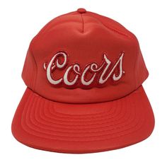 Coors Beer Script Vintage Red Snapback Hat Speedway Adjustable. Excellent pre-owned condition. Retro Red 5-panel Hat, Red Retro 5-panel Hat, Vintage Red Flat Bill Baseball Cap, Vintage Red Hat With Flat Bill, Vintage Red Flat Bill Hats, Vintage Red Snapback Hat With Flat Bill, Vintage Red 5-panel Snapback Hat, Vintage Red Baseball Cap For Streetwear, Vintage Red Hat For Streetwear