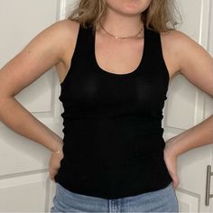 This Zara Tank Top Is A Staple Piece. Brand New With Tags! Black Scoop Neck Casual Tank Top, Casual Black Scoop Neck Tank Top, Black Seamless Crew Neck Tank Top, Black Scoop Neck Tank Top For Everyday, Ribbed Tank Top For Night Out, Black Seamless Tank Top For Layering, Black Ribbed Tops For Everyday, Everyday Black Ribbed Tops, Casual Crew Neck Tank Top For Night Out