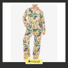 in stock Tropical Loungewear Sets For Spring, Spring Tropical Loungewear Sets, White Mark, Print Pajamas, Pajama Set, Pajamas, Pick Up, Size 2, In Store