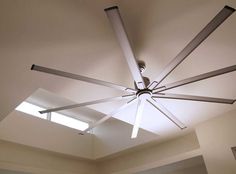 a ceiling fan in an empty room