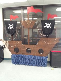 a pirate ship made out of wood and fabric