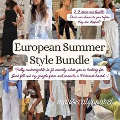 Sustainably curated style bundles based on your personal style! I will collect pieces for your dream closet, whether it's dresses, tops, pants, or outerwear! Start by creating an inspiration board of your style and aesthetic on Pinterest, and I will find you pieces to match! This is a great way to experiment with your style, try something new, or gain more pieces to fit your established style. After purchase I will message you a google form to fill out that will give me a complete idea of what y European Summer Style, Kidcore Style, Granola Girl Style, Light Academia Style, Clothing Coquette, Cottagecore Y2k, Style Aesthetics, Style Bundle, Academia Style