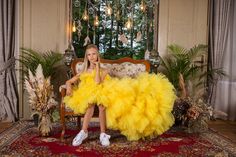 Yellow Flower Girl Dress, Girl Pageant High Low Dress, Tulle Princess Dress, Girl Tiered Special Occasion Dress Middle School Dance Dress, Toddler Prom Dresses, Middle School Dance Dresses, Yellow Flower Girl Dresses, Long Tiered Dress, Ruffle Tulle Dress, Middle School Dance, Girls Fall Dresses, Girls Ruffle Dress