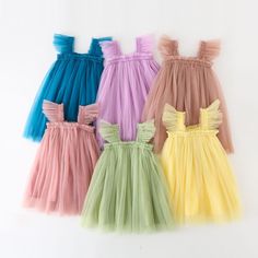 2024 Summer Toddler Baby Girl Cute Princess Dress Solid Tulle Costume Fluffy Skirt Flare Sleeve Ball Tulle Princess Dress, Girls Tulle Dress, Cute Princess, Girls Dresses Summer, Vestidos Vintage, Toddler Girl Dresses, Dance Party, Tutu Dress