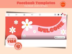 the facebook cover is decorated with flowers