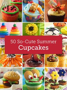 the cover of 50 cute summer cupcakes