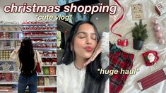 a collage of photos with christmas items and the words, christmas shopping cute ugly things huge haul