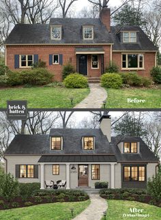 before and after pictures of a brick house