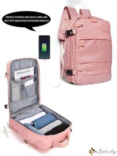 Bird in Bag - Waterproof Hiking Backpack with USB Charging Port and Shoe Compartment - Perfect for School, Outdoor and Carry-On! Multifunctional Pink Backpack For Outdoor, Multifunctional Pink Travel Bag For Trip, Multifunctional Pink Outdoor Backpack, Multifunctional Pink Backpack For Outdoor Activities, Multifunctional Waterproof Rectangular Backpack, Multifunctional Rectangular Waterproof Backpack, Waterproof Rectangular Backpack For Trips, Pink Rectangular Luggage For Outdoor Activities, Rectangular Pink Luggage For Outdoor Activities