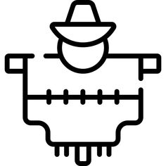 a black and white line drawing of a sewing machine with a hat on it's head